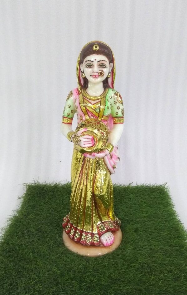 white marble hand carved famous rajasthan lady statue