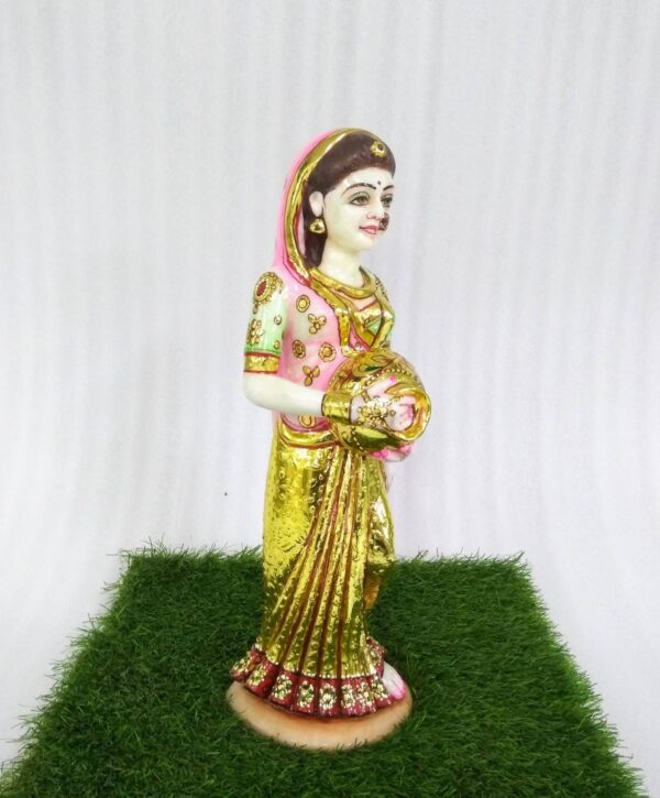 white marble hand carved famous rajasthan lady statue