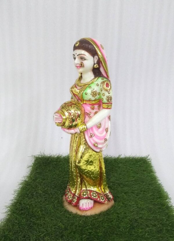 white marble hand carved famous rajasthan lady statue