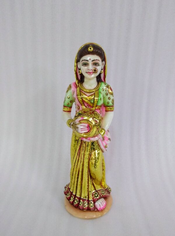 white marble hand carved famous rajasthan lady statue