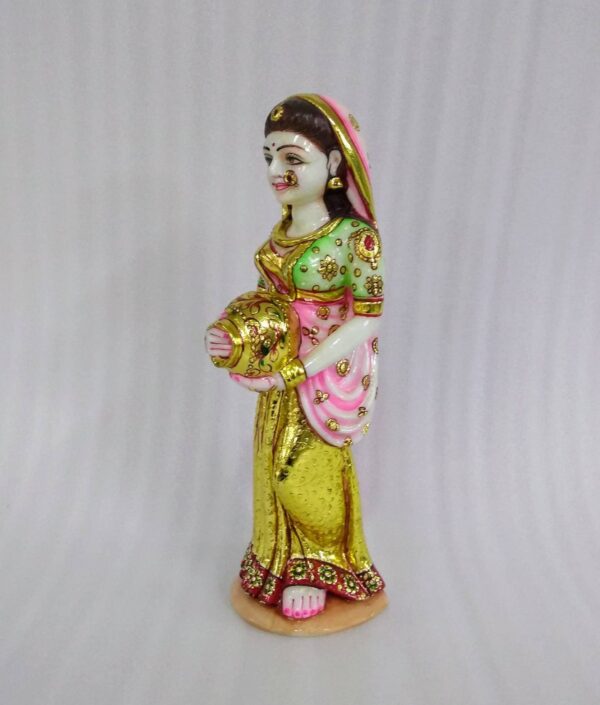 white marble hand carved famous rajasthan lady statue