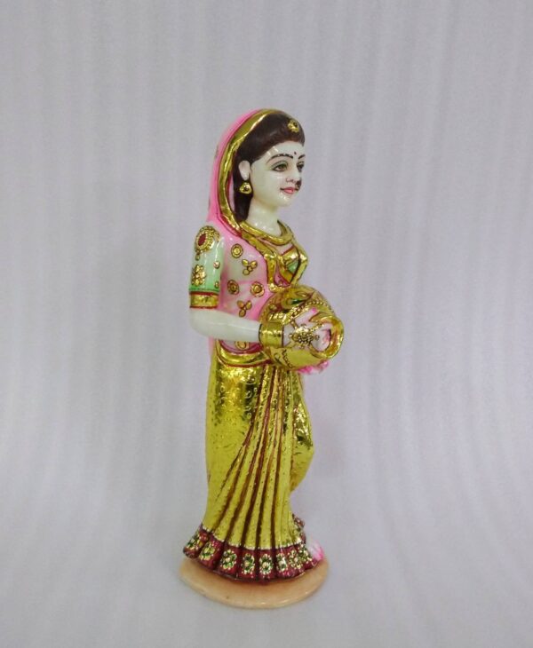 white marble hand carved famous rajasthan lady statue