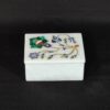 White Marble Inlay Ring Box Cum Jewelry Organizer Inlaid With Semi Precious Gemstones Well Decorated Floral Art Completely Hand Carved