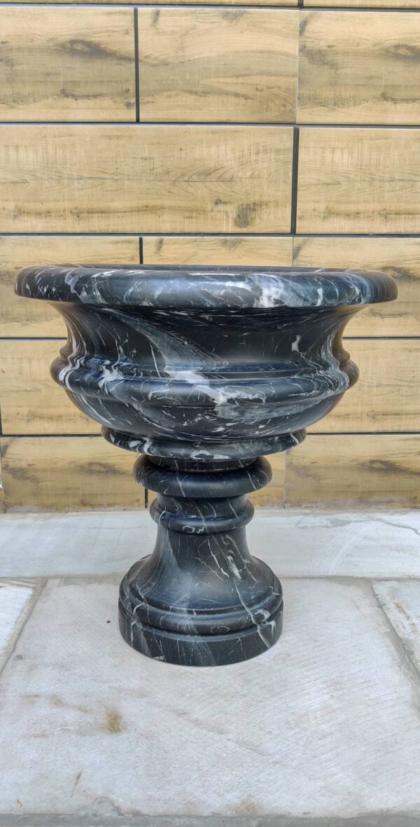 Natural Veined Marble Bowl With Pedestal