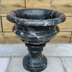 Natural Veined Marble Bowl With Pedestal