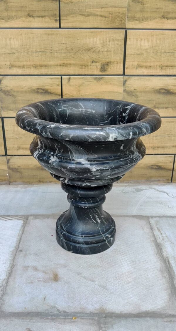 Natural Veined Marble Bowl With Pedestal