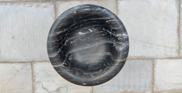 Natural Veined Marble Bowl With Pedestal