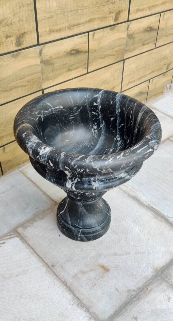 Natural Veined Marble Bowl With Pedestal