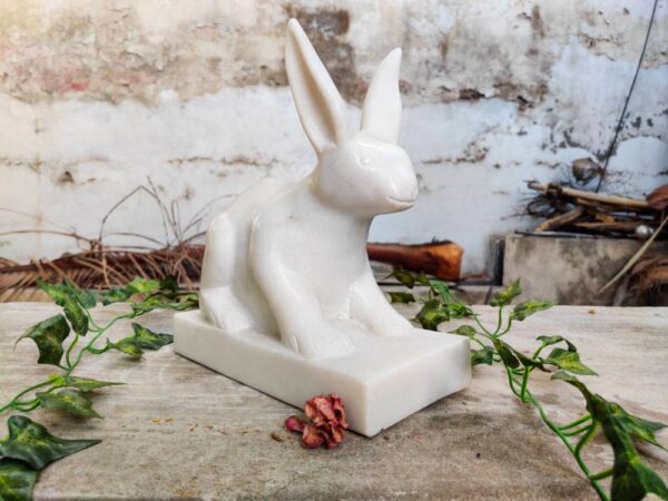 Rabbit hand carved marble sculpture