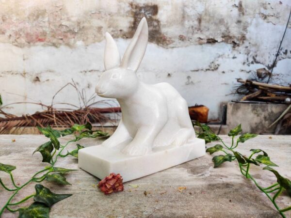 Rabbit hand carved marble sculpture