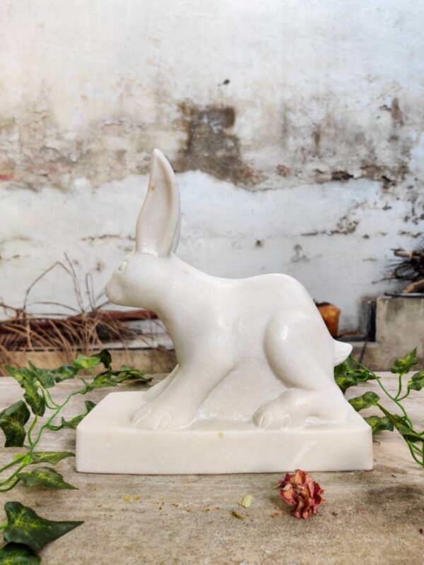 Rabbit hand carved marble sculpture