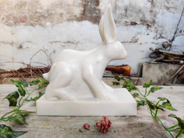 Rabbit hand carved marble sculpture