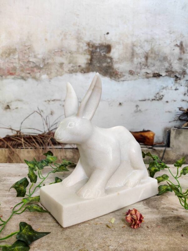 Rabbit hand carved marble sculpture