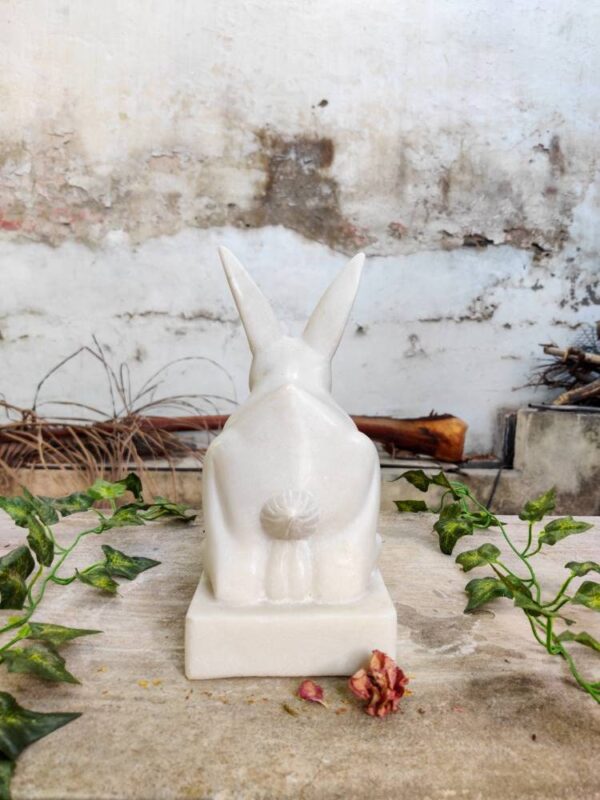 Rabbit hand carved marble sculpture