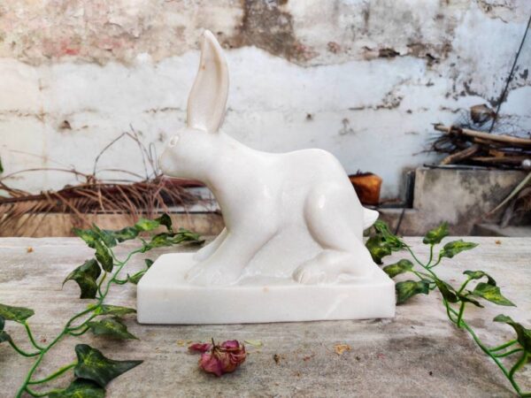 Rabbit hand carved marble sculpture