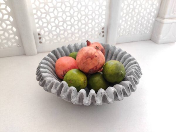 Natural Ruffled Patina Marble Bowl