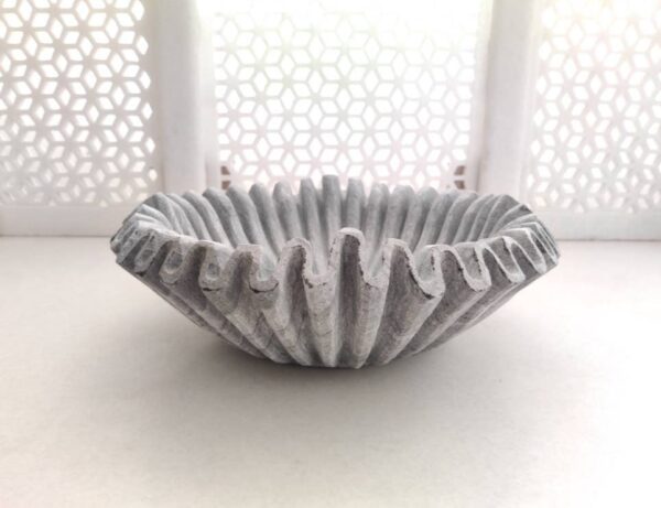 Natural Ruffled Patina Marble Bowl