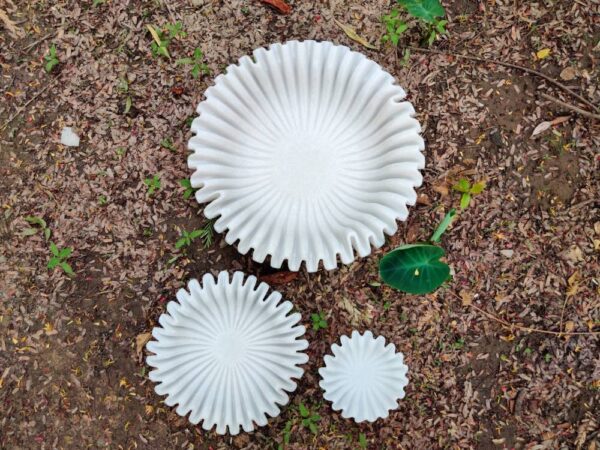 Set of 3 Ruffled Marble Bowls