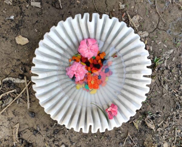 Set of 3 Ruffled Marble Bowls