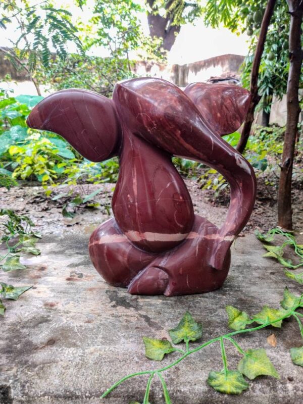 Sitting baby elephant hand carved marble sculpture