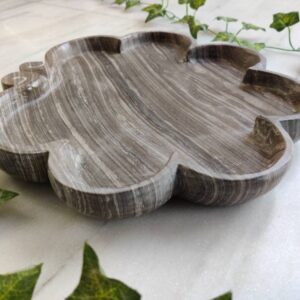 Matte Finish Multipurpose Natural Veined Marble Tray