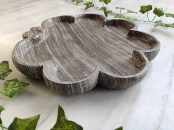 Matte Finish Multipurpose Natural Veined Marble Tray