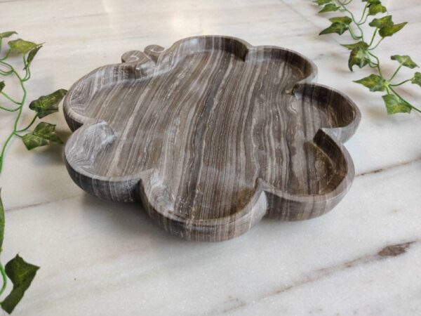 Matte Finish Multipurpose Natural Veined Marble Tray