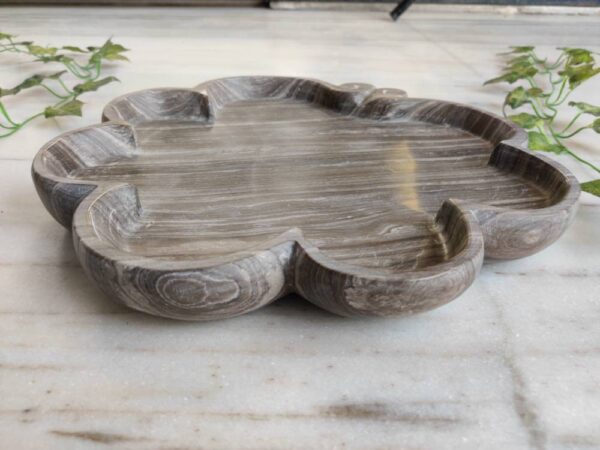 Matte Finish Multipurpose Natural Veined Marble Tray