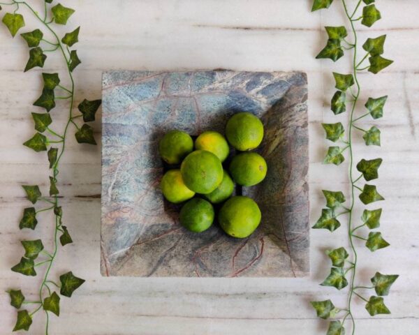 Matte Finish Multipurpose Natural Veined Marble Bowl