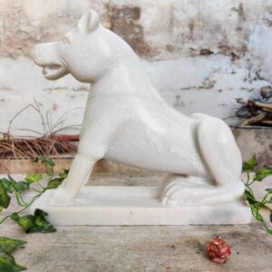 Dog hand carved marble sculpture