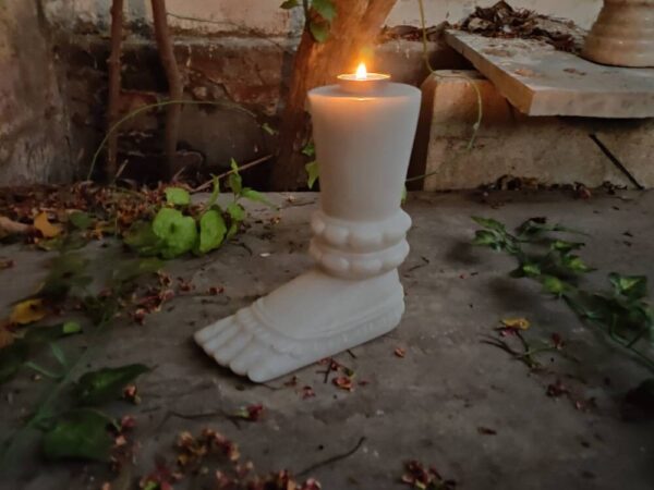 Set of two genuine natural marble tea light candle holders