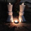 Set of two genuine natural marble tea light candle holders