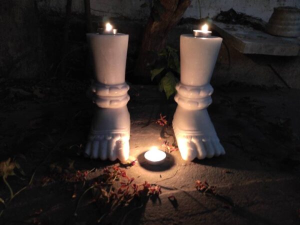 Set of two genuine natural marble tea light candle holders