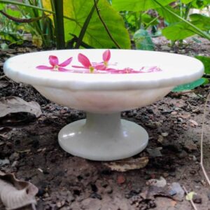 Decorative marble flower bowl with pedestal