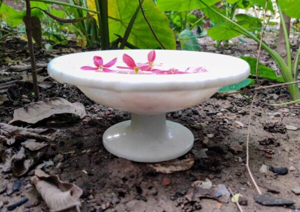 Decorative marble flower bowl with pedestal