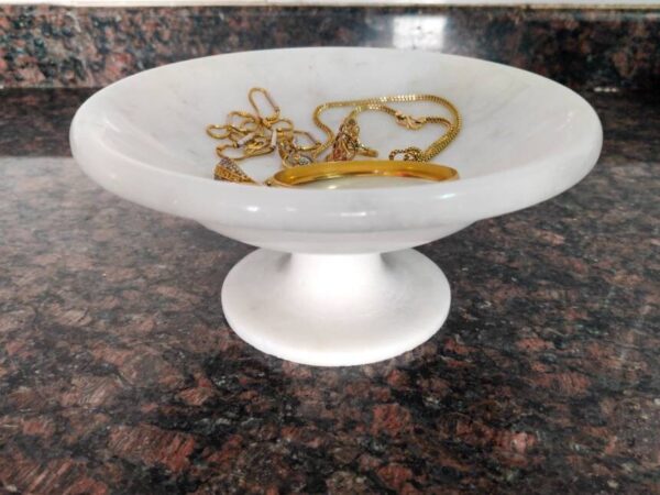 Decorative marble flower bowl with pedestal