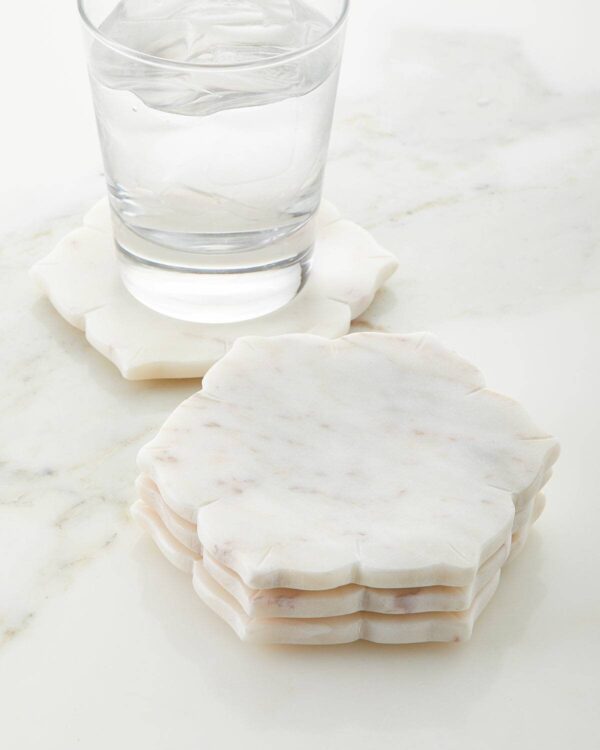 Set of 4 natural hand carved marble coasters