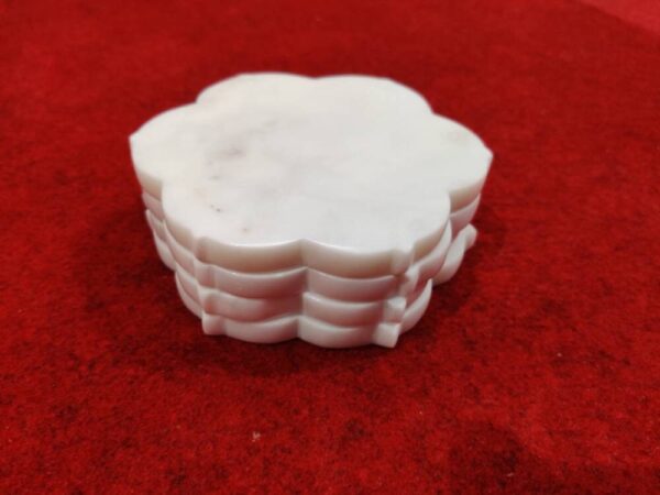 Set of 4 natural hand carved marble coasters