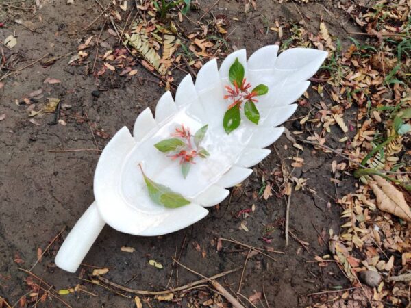 Leaf design marble hand carved bowl