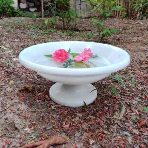 Multipurpose Hand Carved Marble Bowl With Pedestal