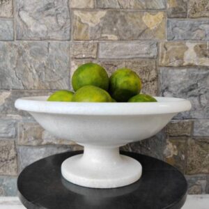 Multipurpose Hand Carved Marble Bowl With Pedestal