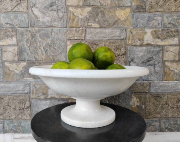 Multipurpose Hand Carved Marble Bowl With Pedestal