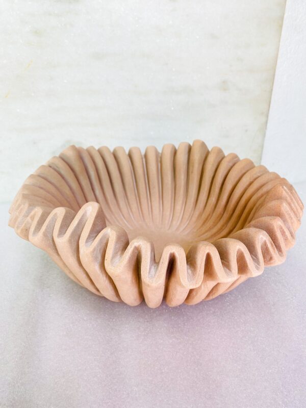 Natural Beige Stone Scallop Bowl