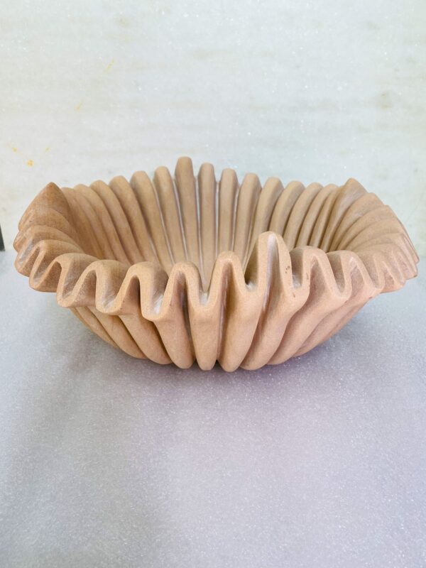 Natural Beige Stone Scallop Bowl