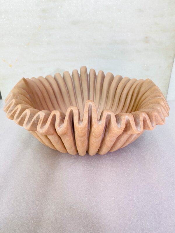 Natural Beige Stone Scallop Bowl