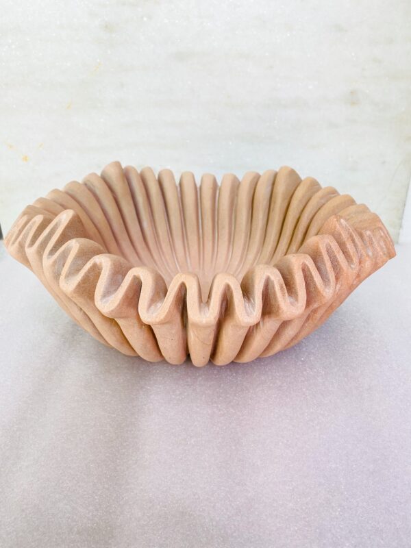 Natural Beige Stone Scallop Bowl