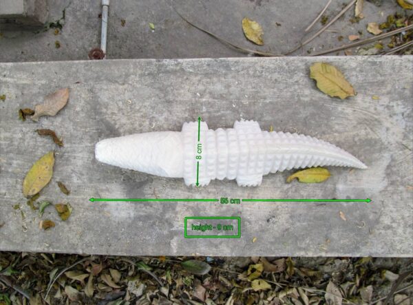 White marble hand carved crocodile