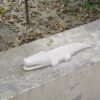 White marble hand carved crocodile