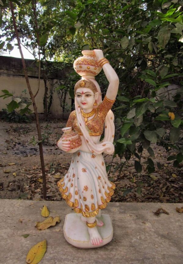 white marble hand carved famous rajasthan lady statue