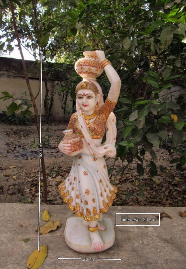 white marble hand carved famous rajasthan lady statue